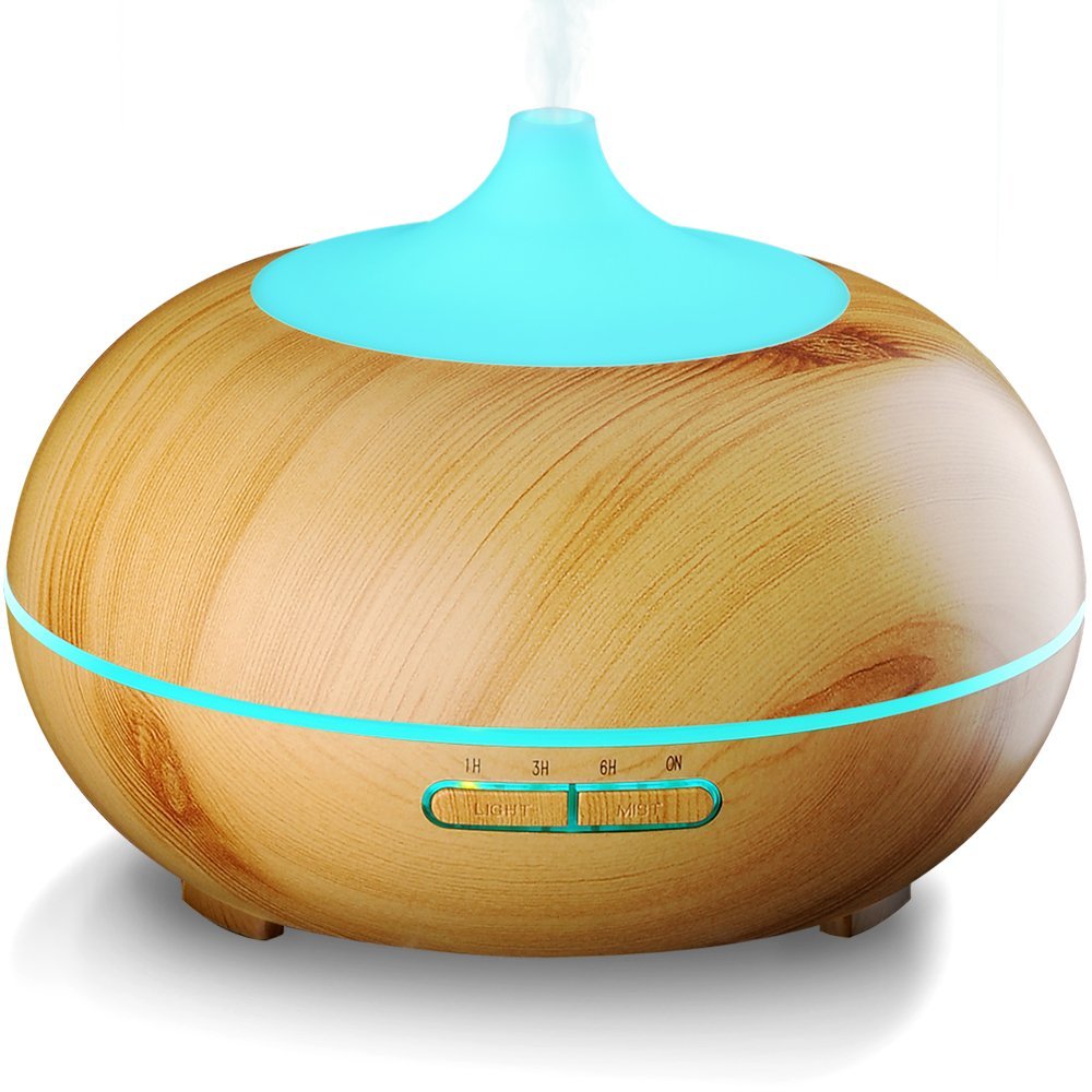 China Factory Direct Sale 300ml Wood Grain Ultrasonic Air Humidifier Aromatherapy Oil Diffuser With LED Lamp
