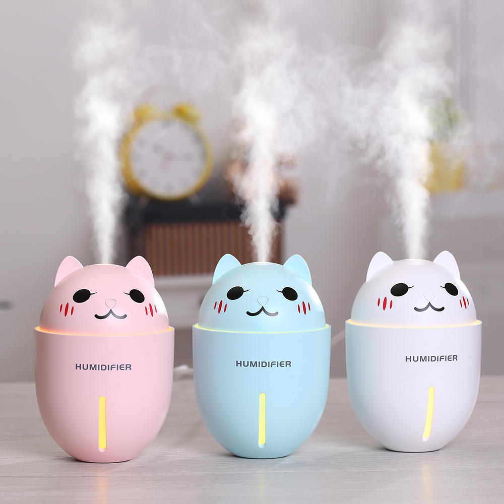 320ml Mini Cute Humidifier USB Fan and LED Light Air Diffuser Humidificador Essential Oil Mist Maker for Home  