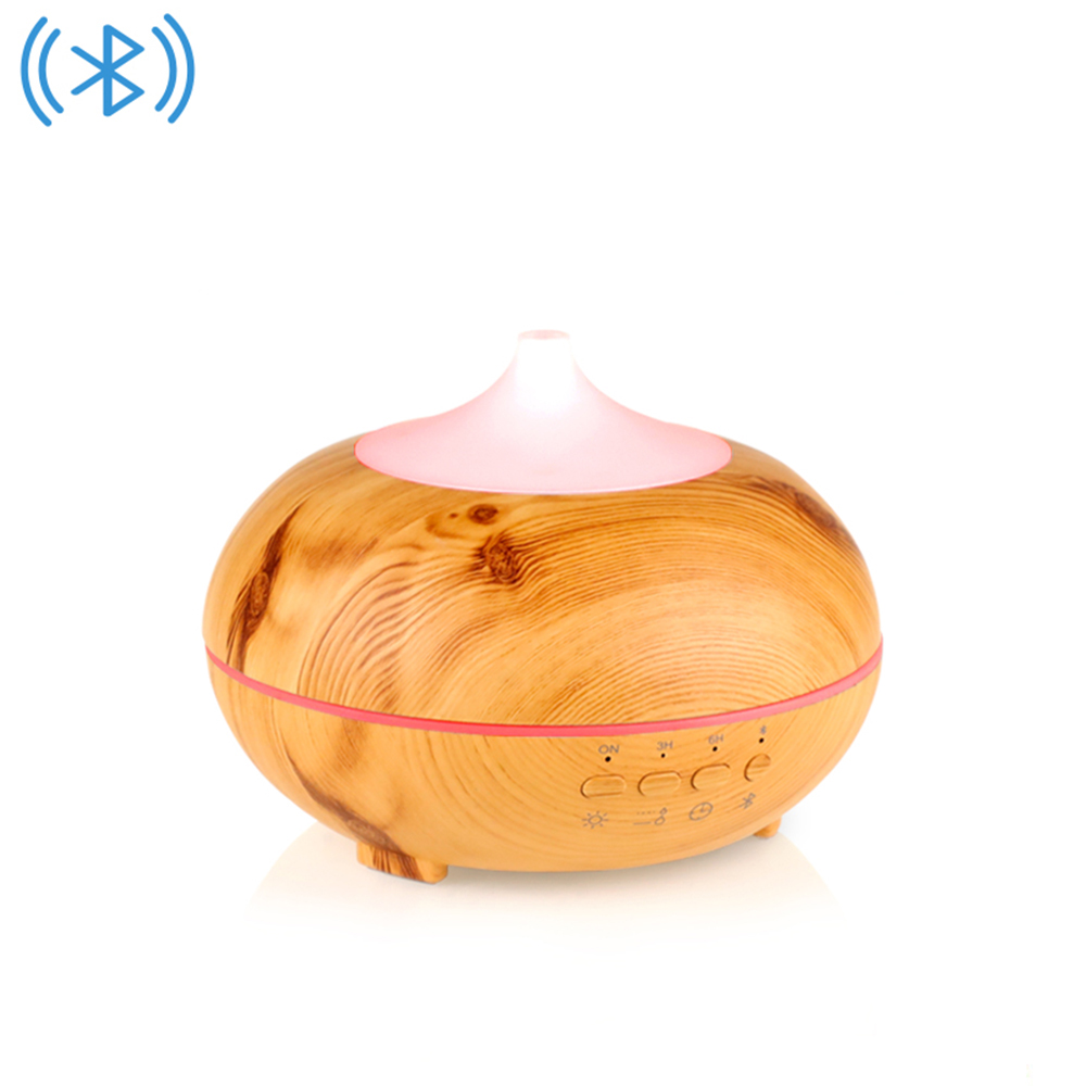 Smart Bluetooth Music Essential Oil Diffuser Home Air Aromatherapy Cool Mist Humidifier 300ml Wood Grain