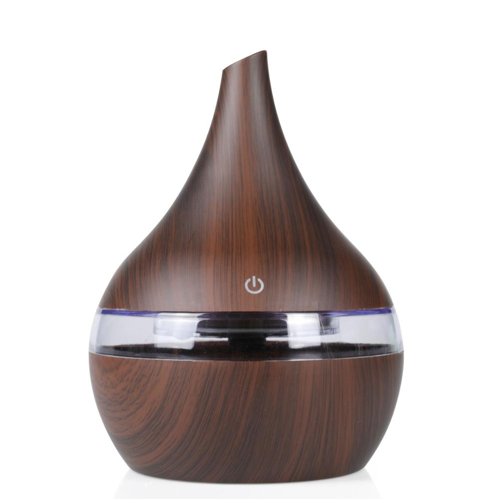 Portable Wood Grain Aroma Essential Oil Cool Mist Humidifier 300ml USB Cable for Home Office Home Study Car