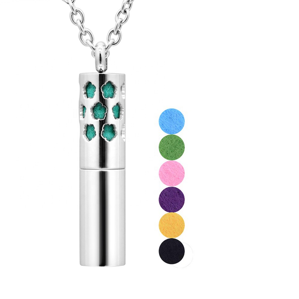 Aromatherapy Essential Oil Diffuser Necklace Stainless Steel Locket Pendant Necklaces for Women Girls Boys Kids