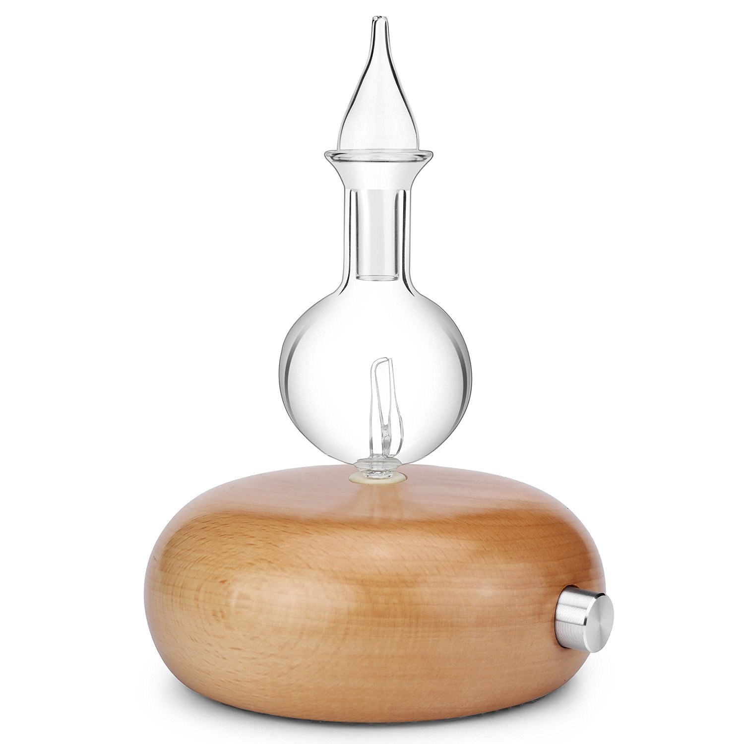 Pure Essential Oil Diffuser Elegant Glass Design Professional Nebulizing Aroma Diffuser with 7 Color LED Light Wooden Base